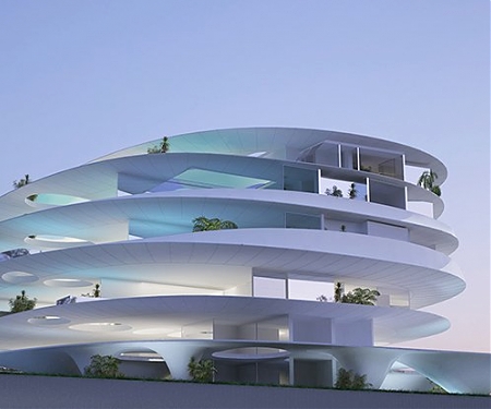 Seashell-like Reflective Volumes Form Residential Proposal in Athens