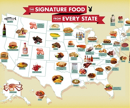 US Map Of The Signature Dish Of Each State