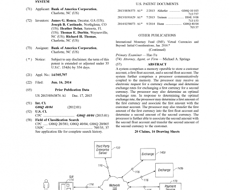 (Patent) Bank of America Wins Patent for Crypto Exchange System