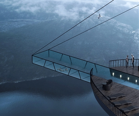 Cliff Concept Boutique Hotel with Cantilevered Swimming Pool