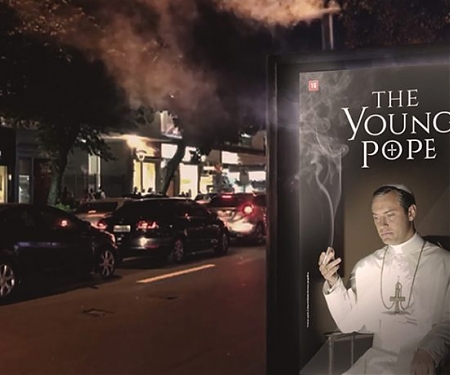 This Bus-Stop Ad for The Young Pope Gives Off Puffs of White Smoke