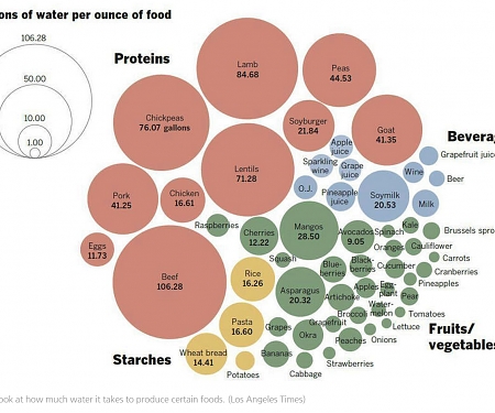 A Chart Showing You How Much Water It Takes To Grow All The Food You Eat