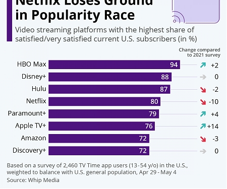 Netflix Loses Ground in Popularity Race