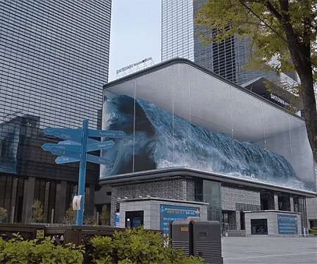 (Video) A Massive Wave Crashes in a Seoul Aquarium - D'strict Wave