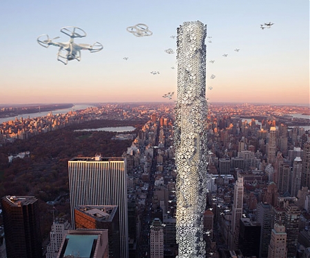 Hive Drone Skyscraper – Central Control Station for Drones
