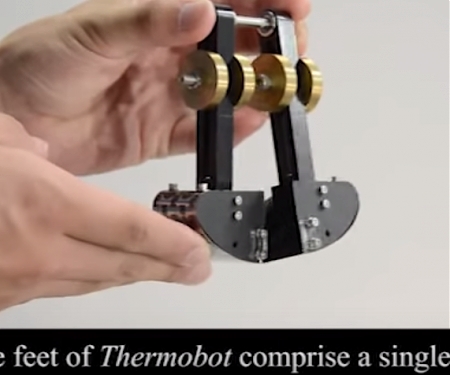(Video) Thermobot : Robot With Bimetal Feet Can Walk in a Frying Pan Forever