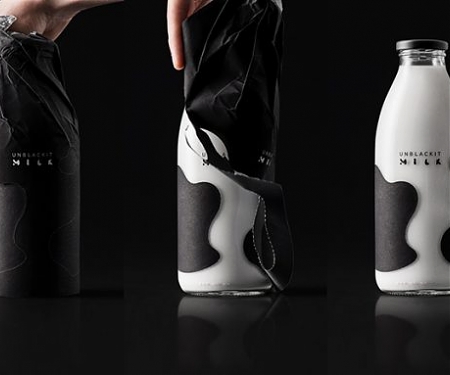 Milking Cow's Spots Portrayed on a Milk Bottle - Unblackit