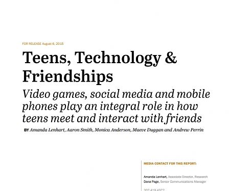 (PDF) Pew - Teens, Technology and Friendships