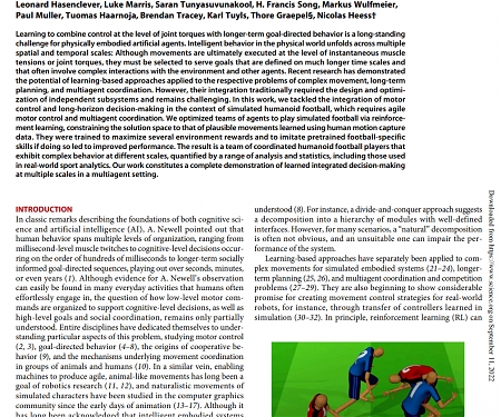 (Paper) Google DeepMind - From Motor Control to Embodied Intelligence