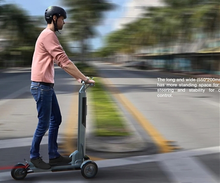 The Zipper Electric Kick Scooter Folds Down With A Push of Button