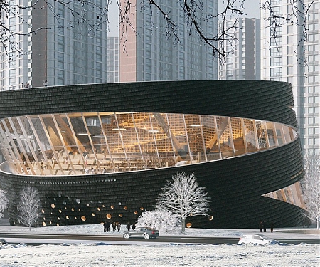 Aoe Architects Proposes Rounded Leaning Library within Songdo International City