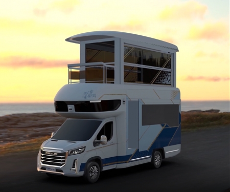 Towering Chinese Smart RV Features Elevator to Second-Floor Sunroom