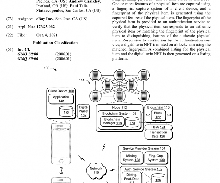 (Patent) eBay Filed a Patent Application for “Fingerprinting Physical Items to Mint NFTs.