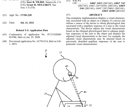 (Patent) Apple Seeks to Patent a Biofeedback Method to Invoke Greater Pupil Radius Response