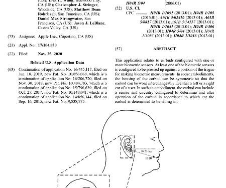 (Patent) Apple Seeks to Patent an Earbud Integrated with Biometric Sensors