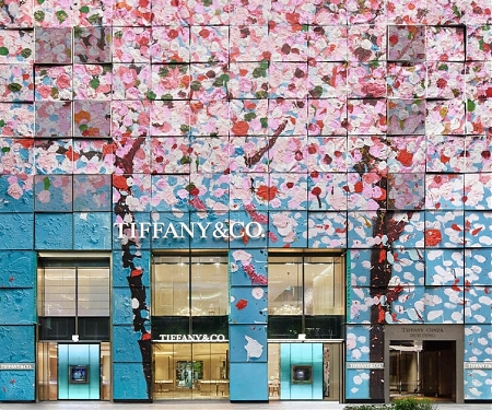 Damien Hirst Enlivens Tiffany & co. Ginza Flagship with 'Blossoming' Facade Art