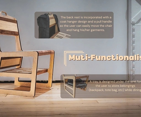 The RACK Chair for Fast-Casual Restaurants Comes with a Coat Hanger and Bag Tray