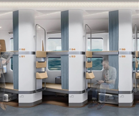 Diagonal Sleeper Car Design is An Innovative Solution to Increase Comfort and Space