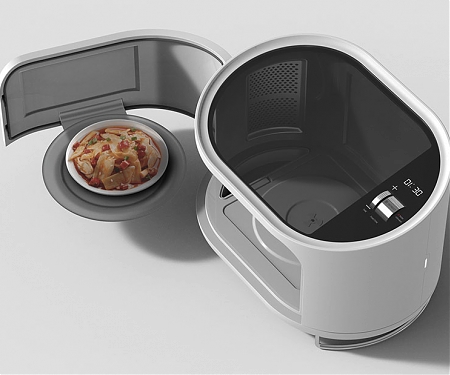 Waiter Microwave Oven Concept Swings Out to Serve Your Food Elegantly