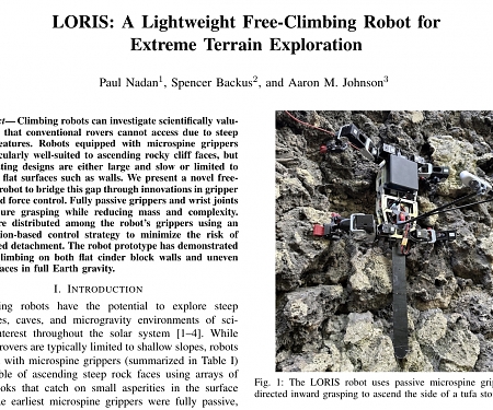 (Paper) Rock-Climbing Robot Scales Rough Walls with Bio-Inspired Grippers