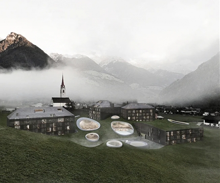 Markus Hinteregger + Elias Lahner Extend a Hotel in Italy with Organic Grass-Covered Forms