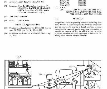 (Paper) Apple Files a Patent for Controlling Electronic Devices Using Gaze Information