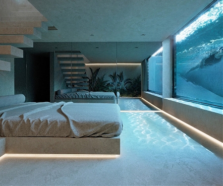 See-Through Pool Casts Rippling Visuals in This Greek Residence