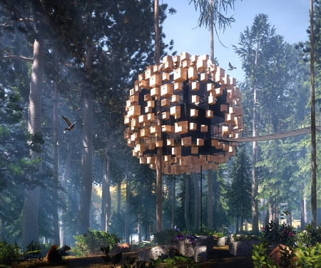 Bizarre Treehouse Surrounds Hotel Guests with Feathery Friends - Big's TreeH
