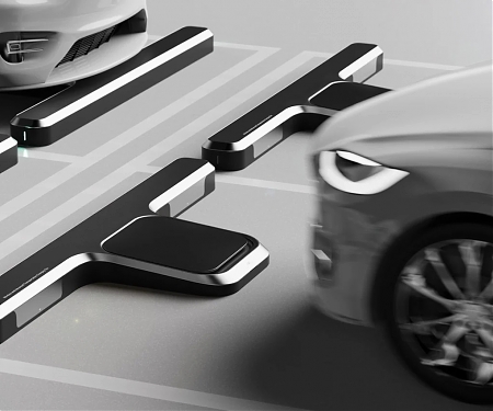 This Parking Car Stopper Doubles as Wireless Charger for Your Electric Vehicle