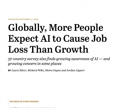 (PDF) Pew - Globally, More People Expect AI to Cause Job Loss Than Growth