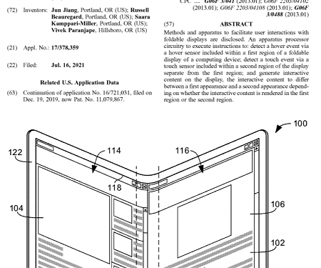 (Patent) Intel Aims to Patent a Method to Facilitate User Interactions with Foldable Displays