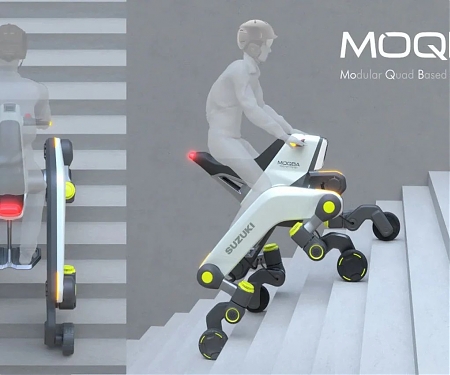 Suzuki MOQBA e-Bike Quadruped Robot Can Walk and Climb Stairs with Ease