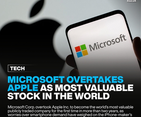 Microsoft Overtakes Apple as Most Valuable Stock in the World