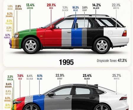 What Happened to Color ? Cars Have Become Dramatically More Monochrome
