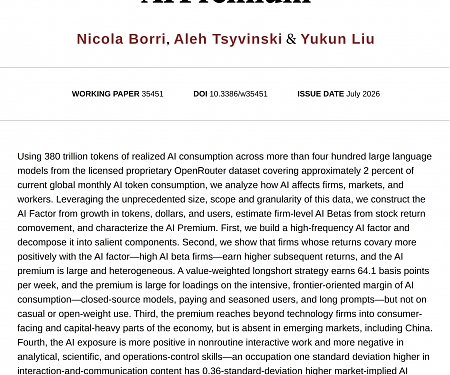 (Paper) Yale - Analysis of 380 Trillion AI Tokens Reveals How the Technology Is Transforming Financial Markets